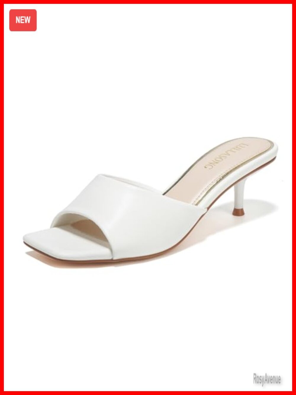 Kitten Heels Sandals Low Heels Slip On Slides 2 Inch Heeled Square Open Toe